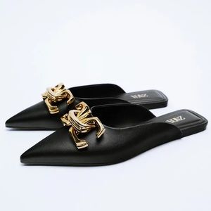 Zara buckled flat mules size 9